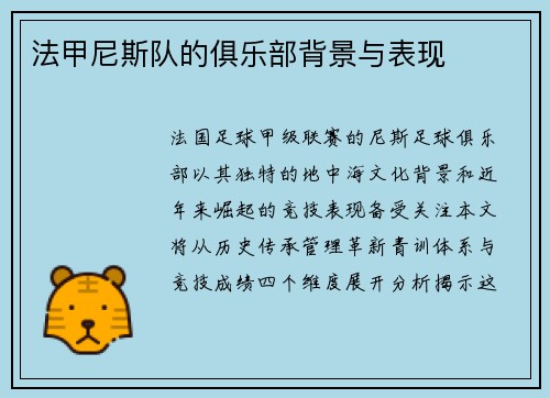 法甲尼斯队的俱乐部背景与表现
